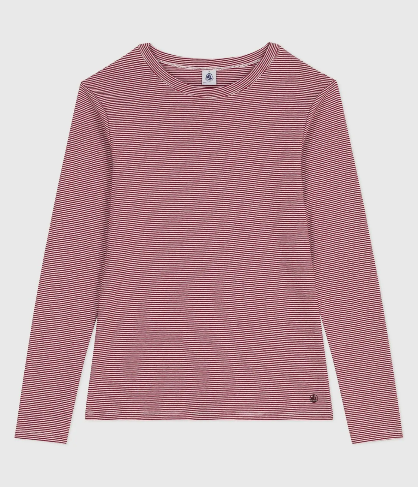 Petit Bateau Alle Langarmshirts|T-Shirts, Tanktops*Langärmeliges Damen-T-Shirt L’Iconique aus Baumwolle ROT AMARANTE/ MARSHMALLOW