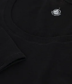 Petit Bateau Alle Langarmshirts|T-Shirts, Tanktops*Langärmeliges, eng anliegendes Damen-T-Shirt aus leichter Baumwolle schwarz BLACK