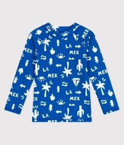 Petit Bateau Bademode, Uv-Kleidung*Langärmeliges Kinder Bade-T-Shirt mit UV-Schutz und Printmotiv blau PORCELANA/ MARSHMALLOW