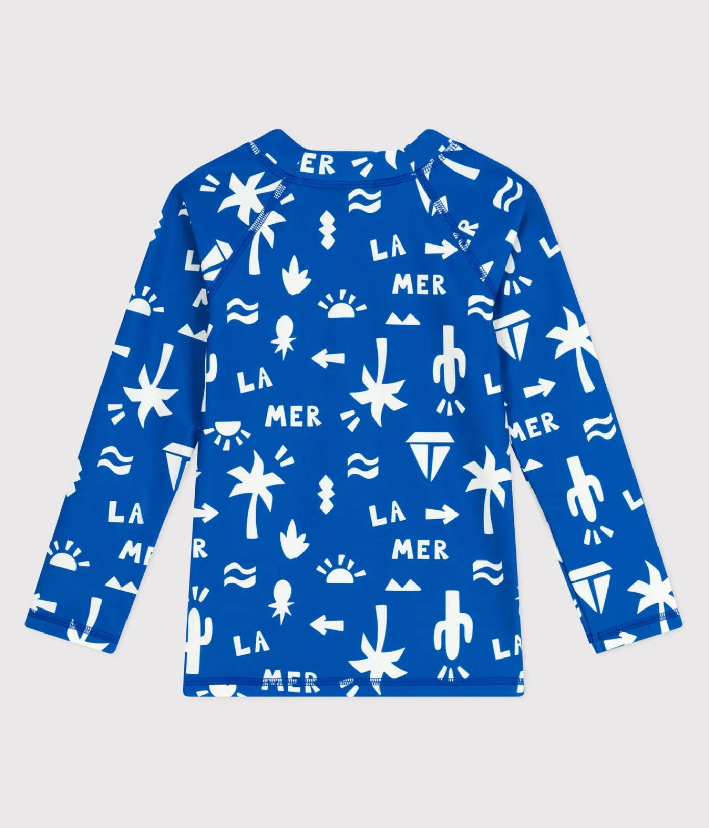 Petit Bateau Bademode, Uv-Kleidung*Langärmeliges Kinder Bade-T-Shirt mit UV-Schutz und Printmotiv blau PORCELANA/ MARSHMALLOW