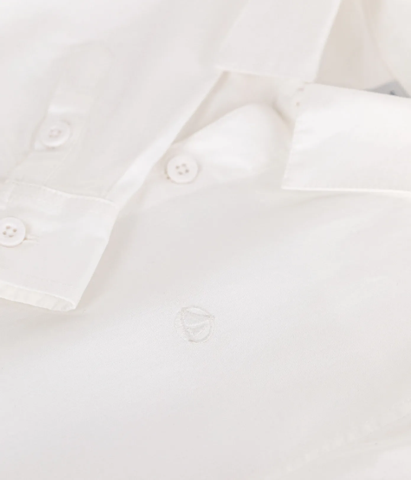 Petit Bateau T-Shirts, Poloshirts, Hemden*Langärmeliges Kinder-Hemd aus einfarbiger Baumwolle weiss ECUME