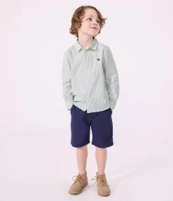 Petit Bateau T-Shirts, Poloshirts, Hemden*Langärmeliges Kinder-Hemd aus Baumwolle mit Streifen PAUL/ ECUME