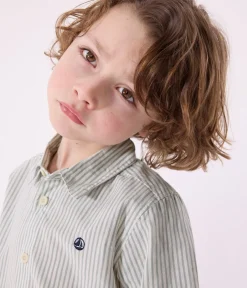 Petit Bateau T-Shirts, Poloshirts, Hemden*Langärmeliges Kinder-Hemd aus Baumwolle mit Streifen PAUL/ ECUME