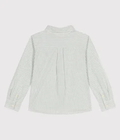 Petit Bateau T-Shirts, Poloshirts, Hemden*Langärmeliges Kinder-Hemd aus Baumwolle mit Streifen PAUL/ ECUME