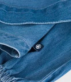 Petit Bateau Kleider, Röcke*Langärmeliges Kinder-Kleid aus leichtem Denim für Mädchen blau DENIM CLAIR