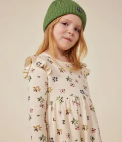 Petit Bateau Kleider, Röcke*Langärmeliges Kinder-Kleid aus Doppeljersey für Mädchen weiss AVALANCHE/ MULTICO