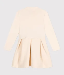 Petit Bateau Kleider, Röcke*Langärmeliges Kinder-Kleid aus zwei Stoffen für Mädchen naturfarben AVALANCHE