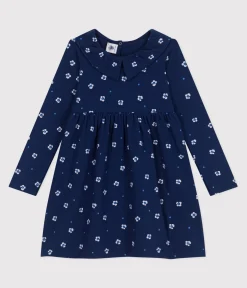 Petit Bateau Kleider, Röcke*Langärmeliges Kinder-Kleid aus Baumwolle mit Blumenmuster blau MEDIEVAL/weiss MULTICO