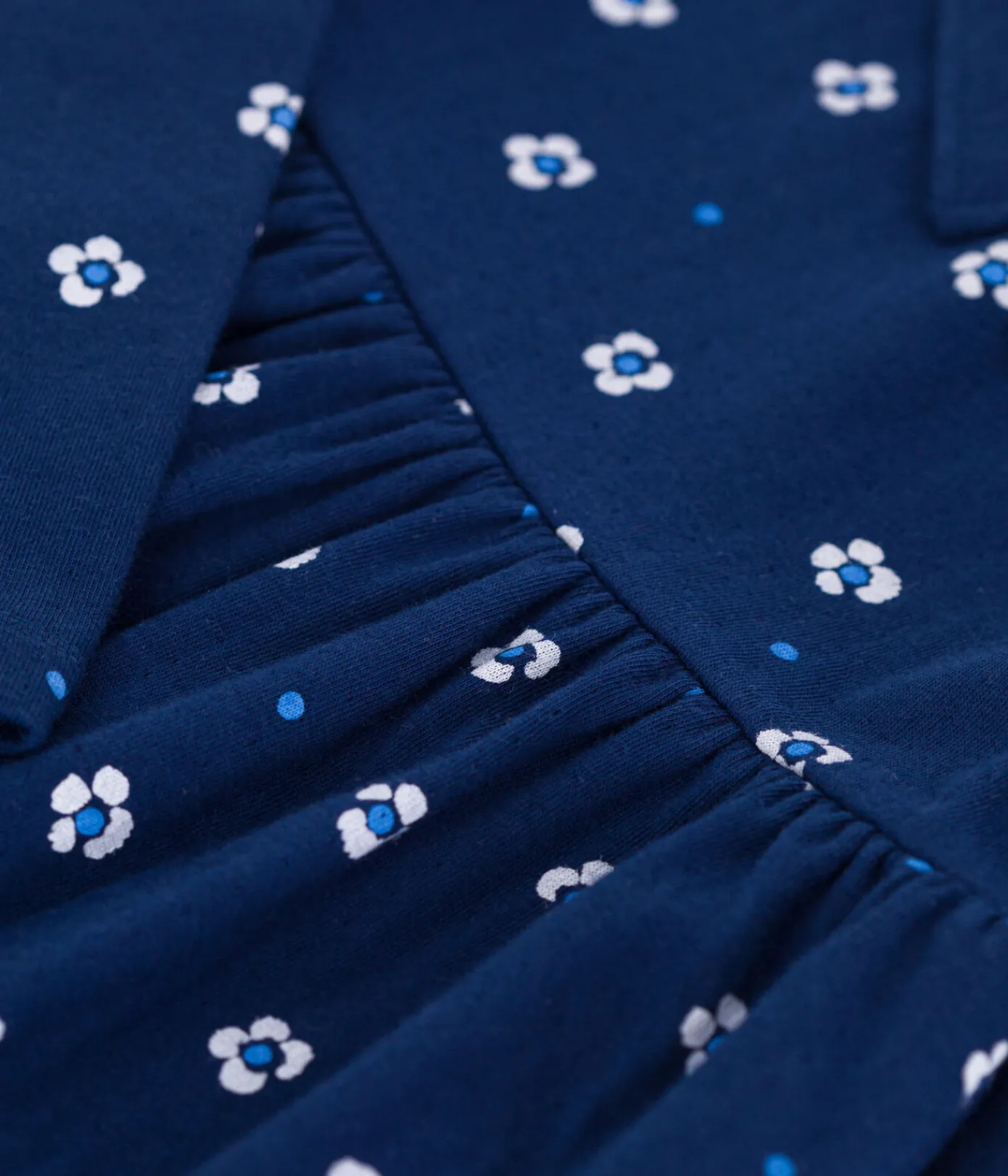 Petit Bateau Kleider, Röcke*Langärmeliges Kinder-Kleid aus Baumwolle mit Blumenmuster blau MEDIEVAL/weiss MULTICO