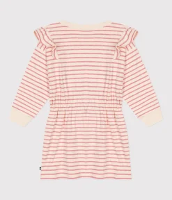 Petit Bateau Kleider, Röcke*Langärmeliges Kinder-Kleid aus Doppeljersey für Mädchen rosa AVALANCHE/ ROSELINE