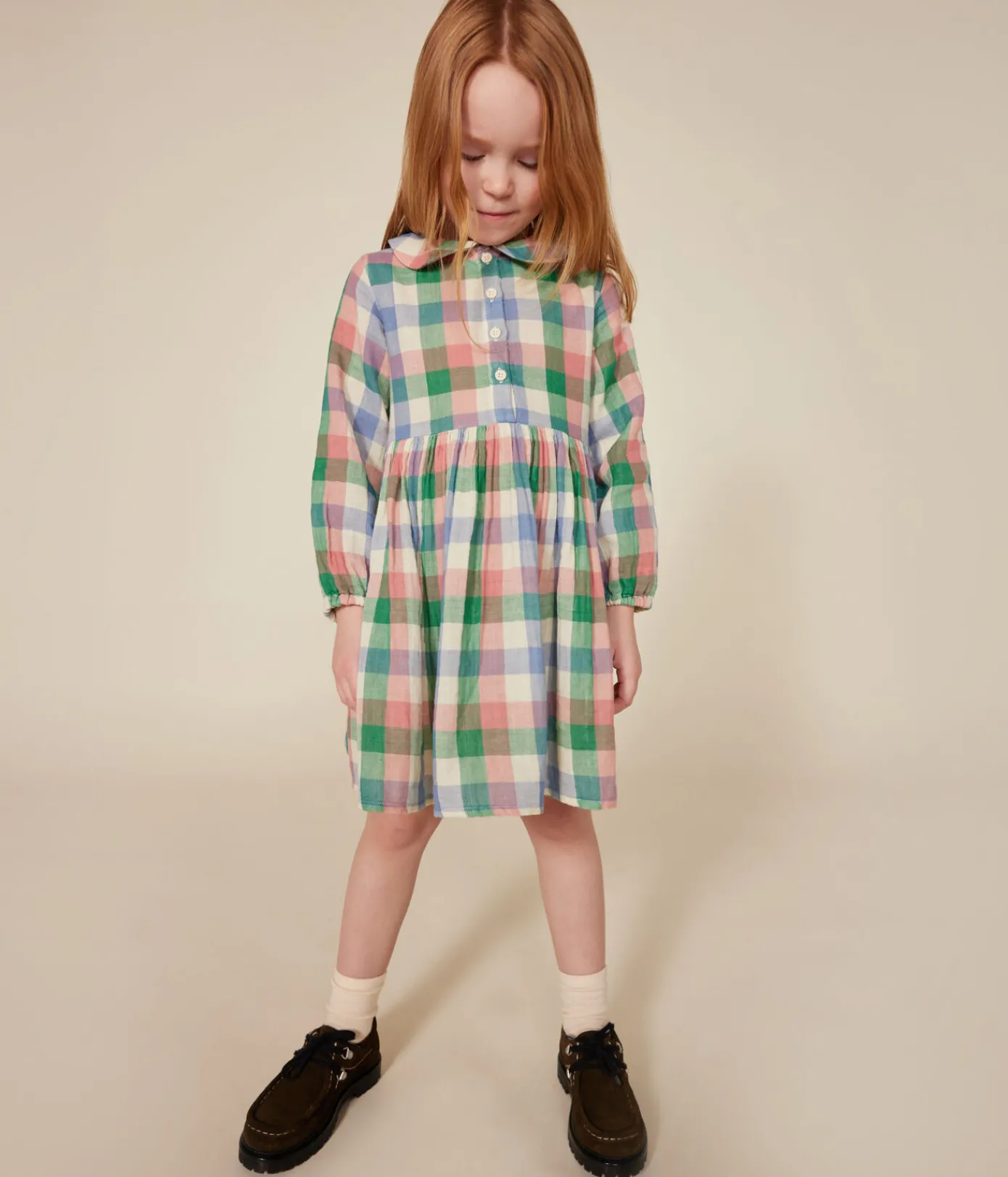 Petit Bateau Kleider, Röcke*Langärmeliges Kinder-Kleid aus Musselin für Mädchen weiss AVALANCHE/ MULTICO