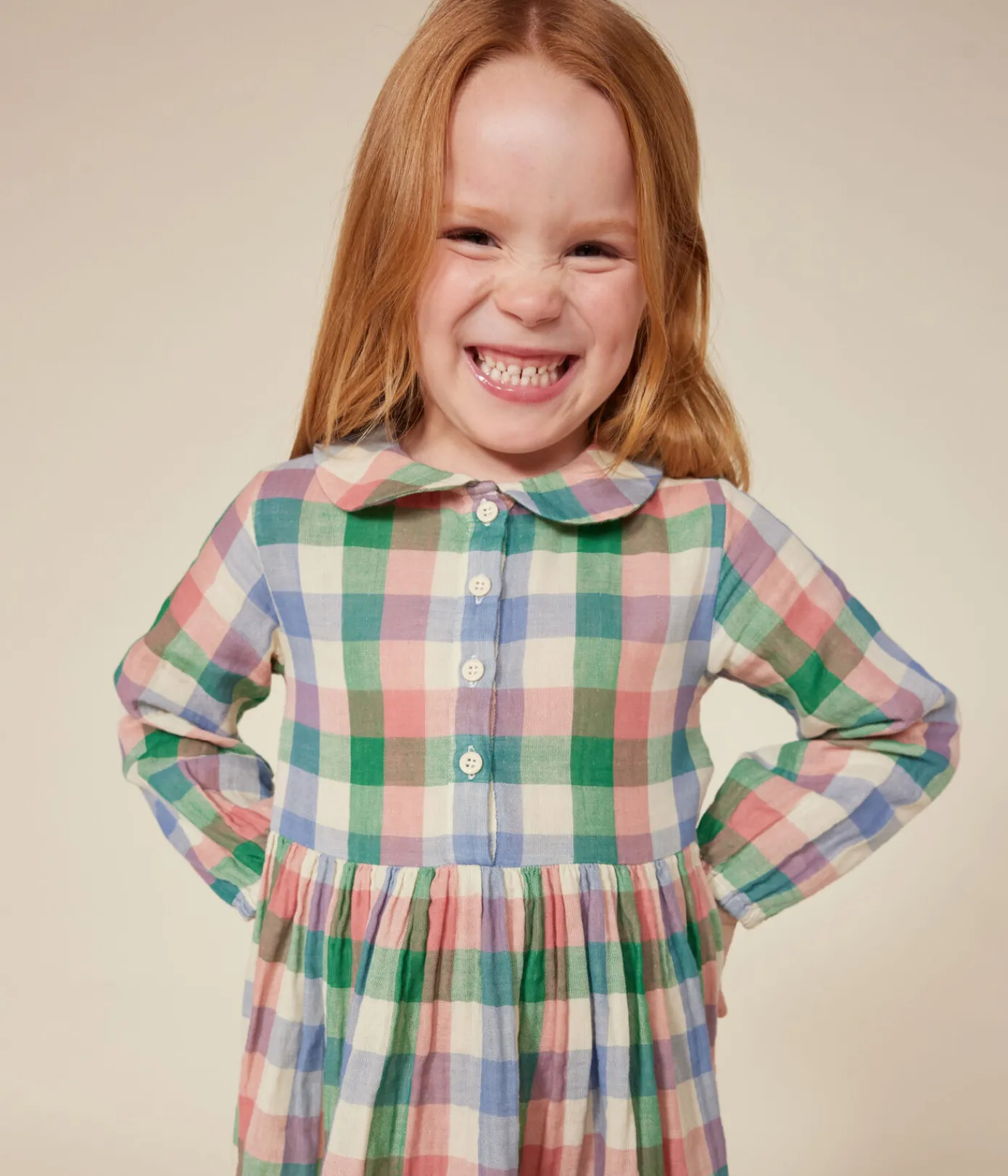 Petit Bateau Kleider, Röcke*Langärmeliges Kinder-Kleid aus Musselin für Mädchen weiss AVALANCHE/ MULTICO