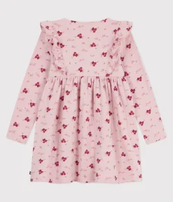 Petit Bateau Kleider, Röcke*Langärmeliges Kinder-Kleid aus Baumwolle rosa JOLI/weiss MULTICO
