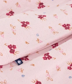 Petit Bateau Kleider, Röcke*Langärmeliges Kinder-Kleid aus Baumwolle rosa JOLI/weiss MULTICO