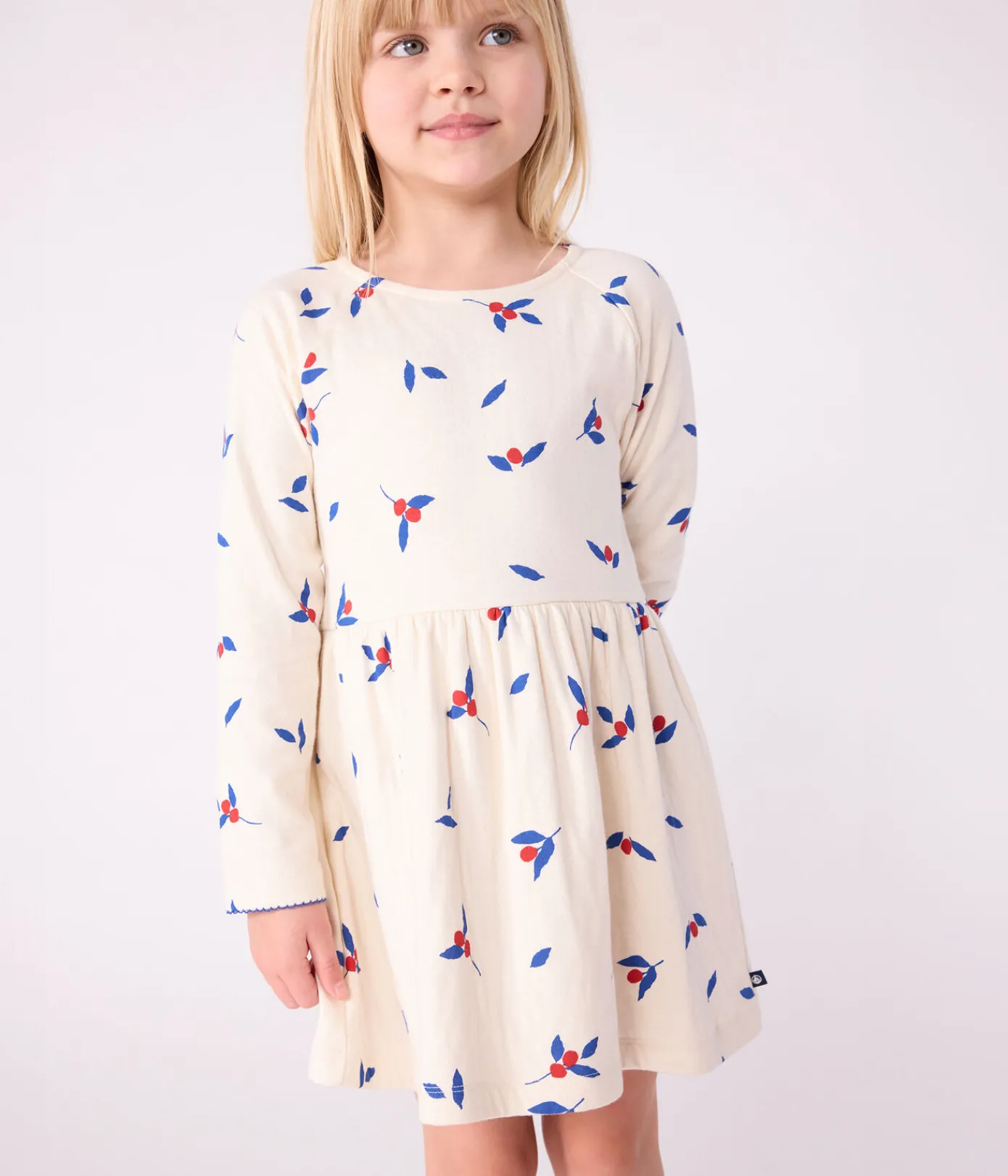 Petit Bateau Kleider, Röcke*Langärmeliges Kinder-Kleid aus Baumwolle MILK/ MULTICO