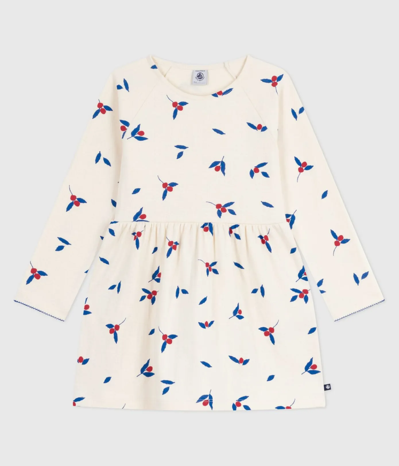 Petit Bateau Kleider, Röcke*Langärmeliges Kinder-Kleid aus Baumwolle MILK/ MULTICO