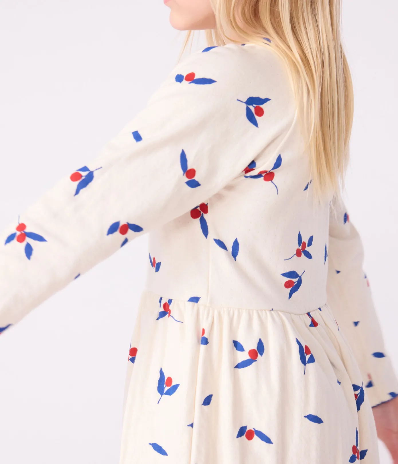 Petit Bateau Kleider, Röcke*Langärmeliges Kinder-Kleid aus Baumwolle MILK/ MULTICO