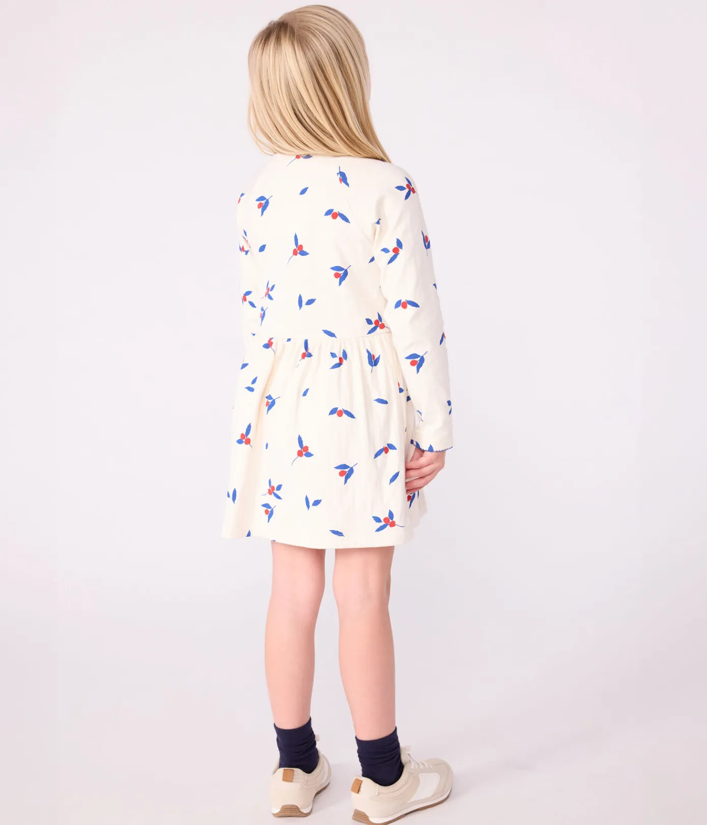 Petit Bateau Kleider, Röcke*Langärmeliges Kinder-Kleid aus Baumwolle MILK/ MULTICO