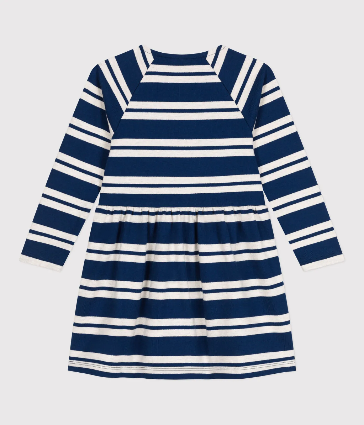 Petit Bateau Kleider, Röcke*Langärmeliges Kinder-Kleid aus festem Baumwollstoff für Mädchen blau MEDIEVAL/ MONTELIMAR
