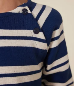 Petit Bateau Kleider, Röcke*Langärmeliges Kinder-Kleid aus festem Baumwollstoff für Mädchen blau MEDIEVAL/ MONTELIMAR