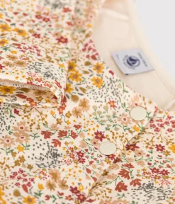 Petit Bateau Kleider, Röcke*Langärmeliges Kinder-Kleid aus Doppeljersey für Mädchen weiss AVALANCHE/ MULTICO