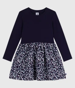 Petit Bateau Kleider, Röcke*Langärmeliges Kinderkleid aus Baumwolle blau SOIR/ MULTICO