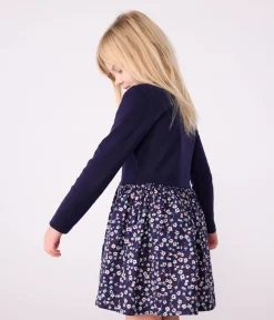 Petit Bateau Kleider, Röcke*Langärmeliges Kinderkleid aus Baumwolle blau SOIR/ MULTICO