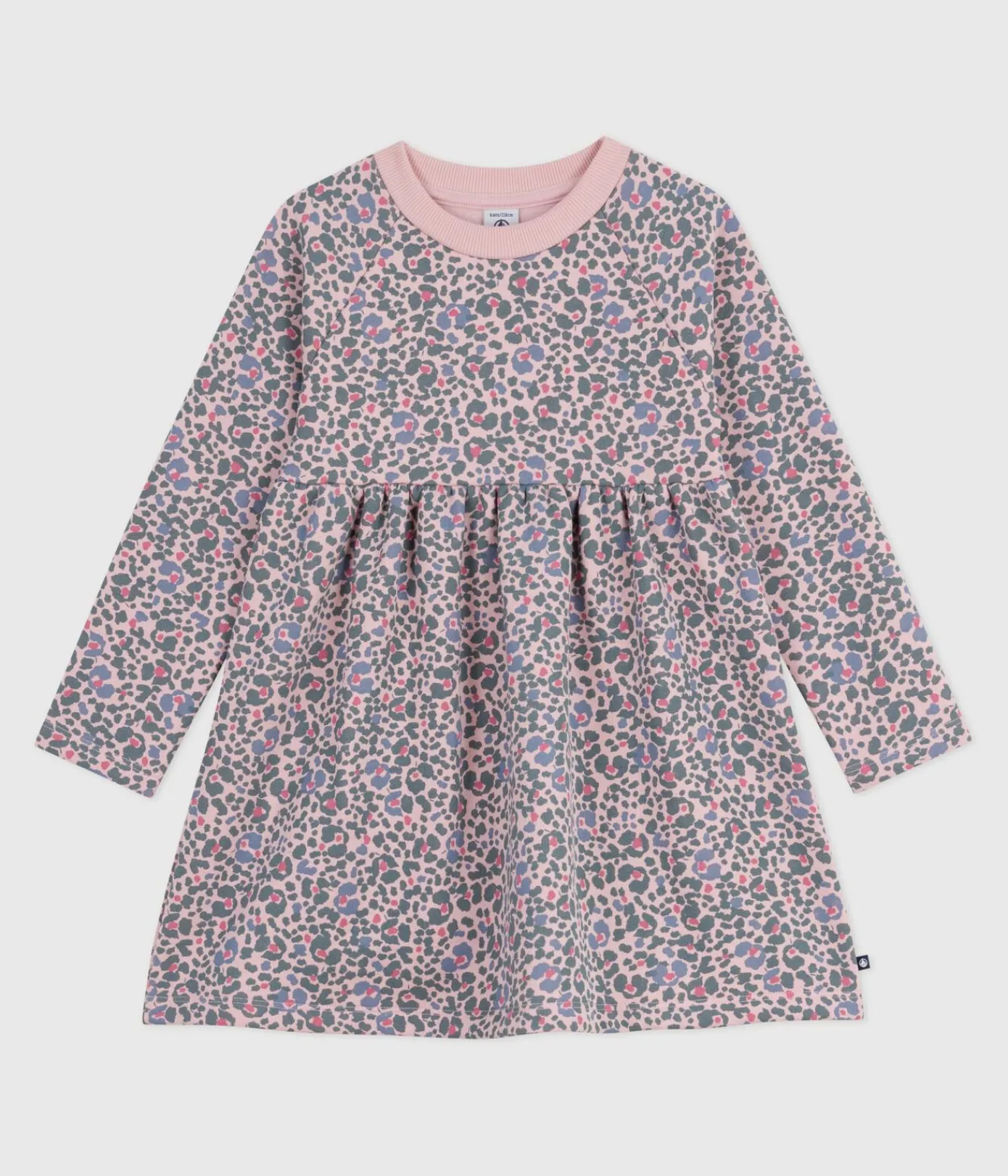Petit Bateau Kleider, Röcke*Langärmeliges Kinder-Kleid aus Baumwolle rosa JOLI/weiss MULTICO