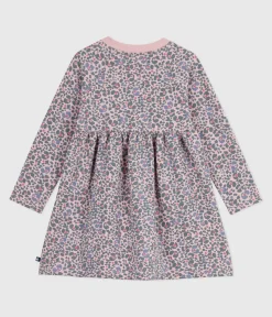 Petit Bateau Kleider, Röcke*Langärmeliges Kinder-Kleid aus Baumwolle rosa JOLI/weiss MULTICO