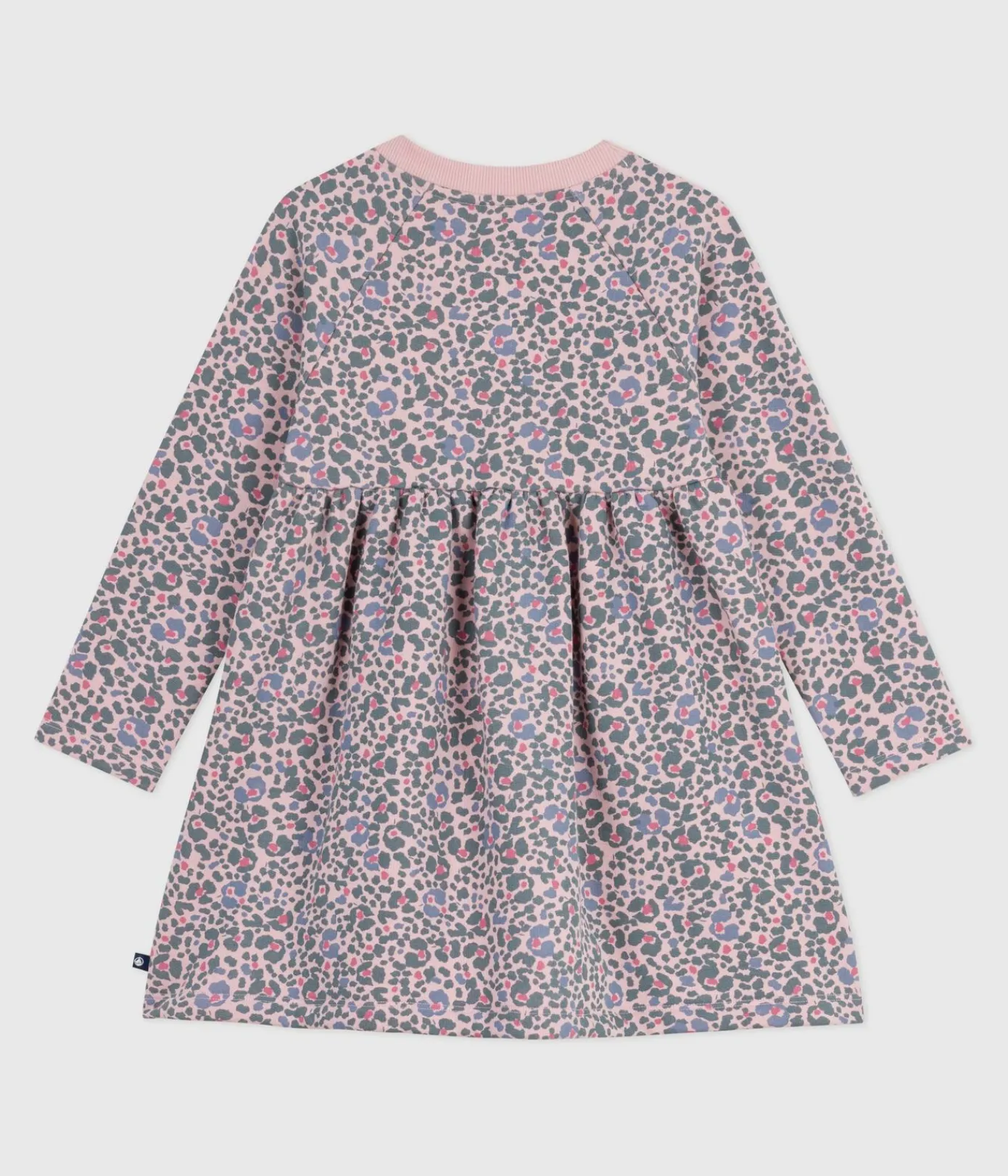 Petit Bateau Kleider, Röcke*Langärmeliges Kinder-Kleid aus Baumwolle rosa JOLI/weiss MULTICO