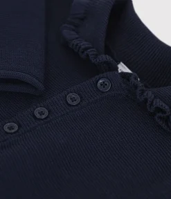 Petit Bateau Kleider, Röcke*Langärmeliges Kinder-Strickkleid für Mädchen blau SMOKING