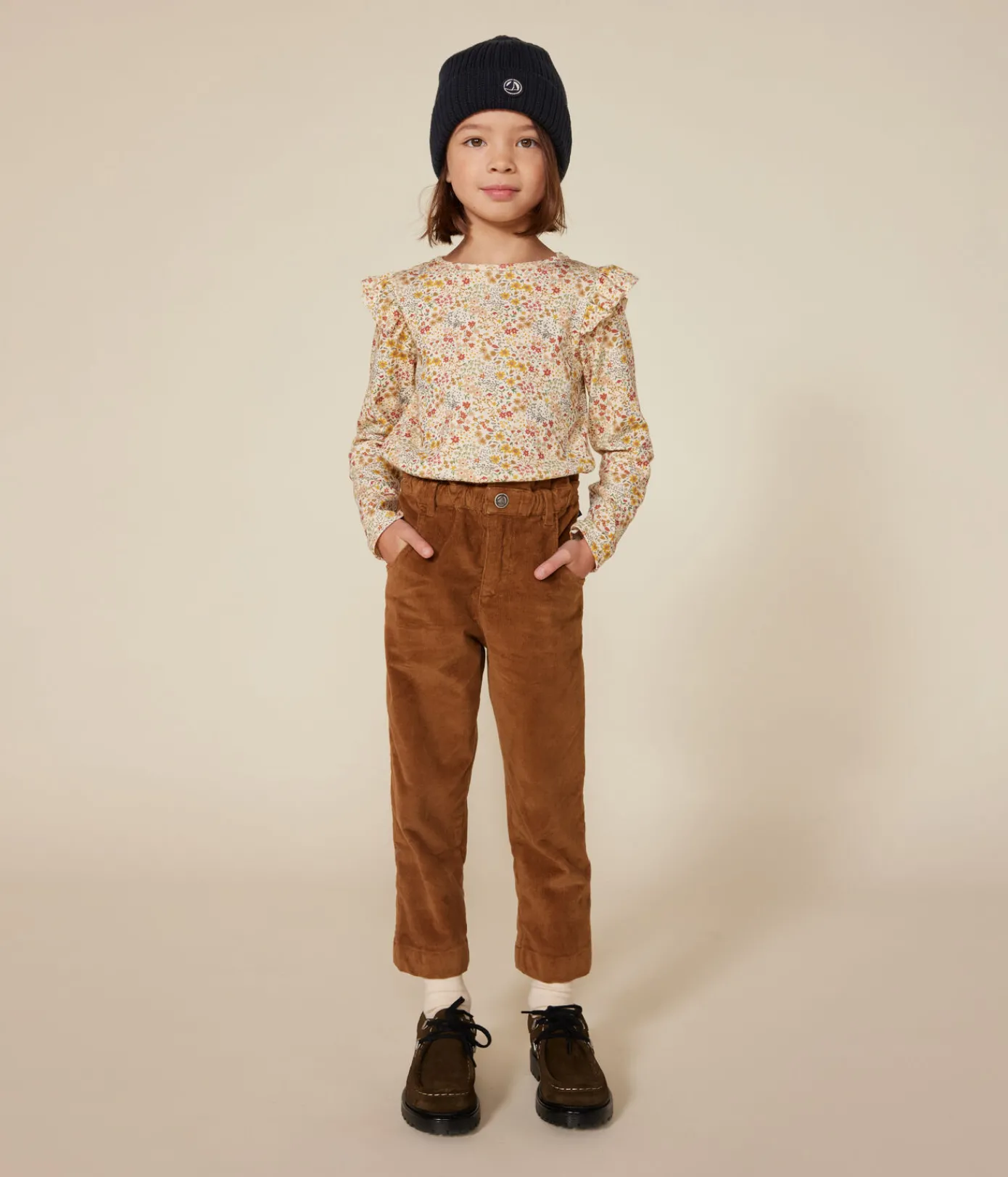 Petit Bateau T-Shirts, Tops, Oberteile*Langärmeliges Kinder-T-Shirt aus Rippstrick für Mädchen weiss AVALANCHE/ MULTICO