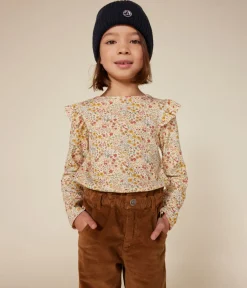Petit Bateau T-Shirts, Tops, Oberteile*Langärmeliges Kinder-T-Shirt aus Rippstrick für Mädchen weiss AVALANCHE/ MULTICO