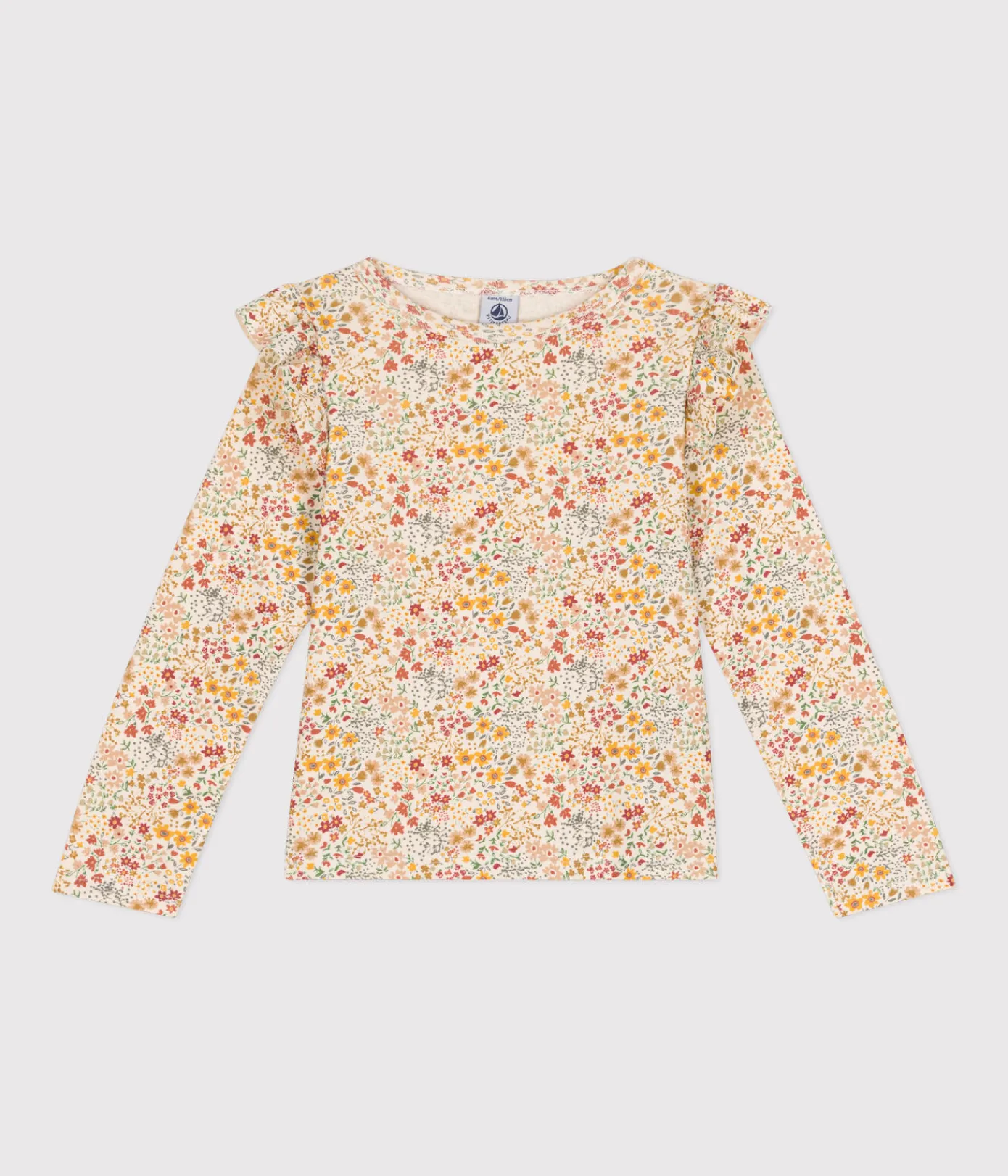 Petit Bateau T-Shirts, Tops, Oberteile*Langärmeliges Kinder-T-Shirt aus Rippstrick für Mädchen weiss AVALANCHE/ MULTICO