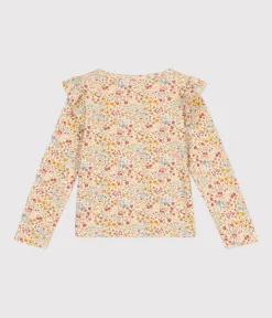 Petit Bateau T-Shirts, Tops, Oberteile*Langärmeliges Kinder-T-Shirt aus Rippstrick für Mädchen weiss AVALANCHE/ MULTICO