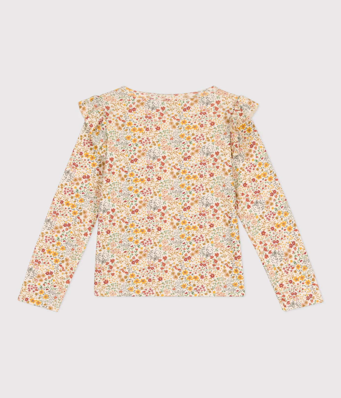 Petit Bateau T-Shirts, Tops, Oberteile*Langärmeliges Kinder-T-Shirt aus Rippstrick für Mädchen weiss AVALANCHE/ MULTICO