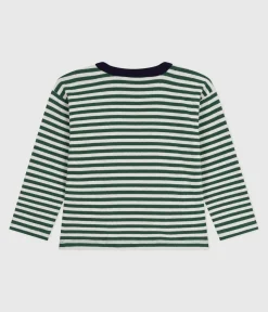 Petit Bateau T-Shirts, Poloshirts, Hemden*Langärmeliges Kinder-T-Shirt aus Baumwolle mit Streifen grün WILLOW/ MONTELIMAR:WILLOW/ MONTELIMAR