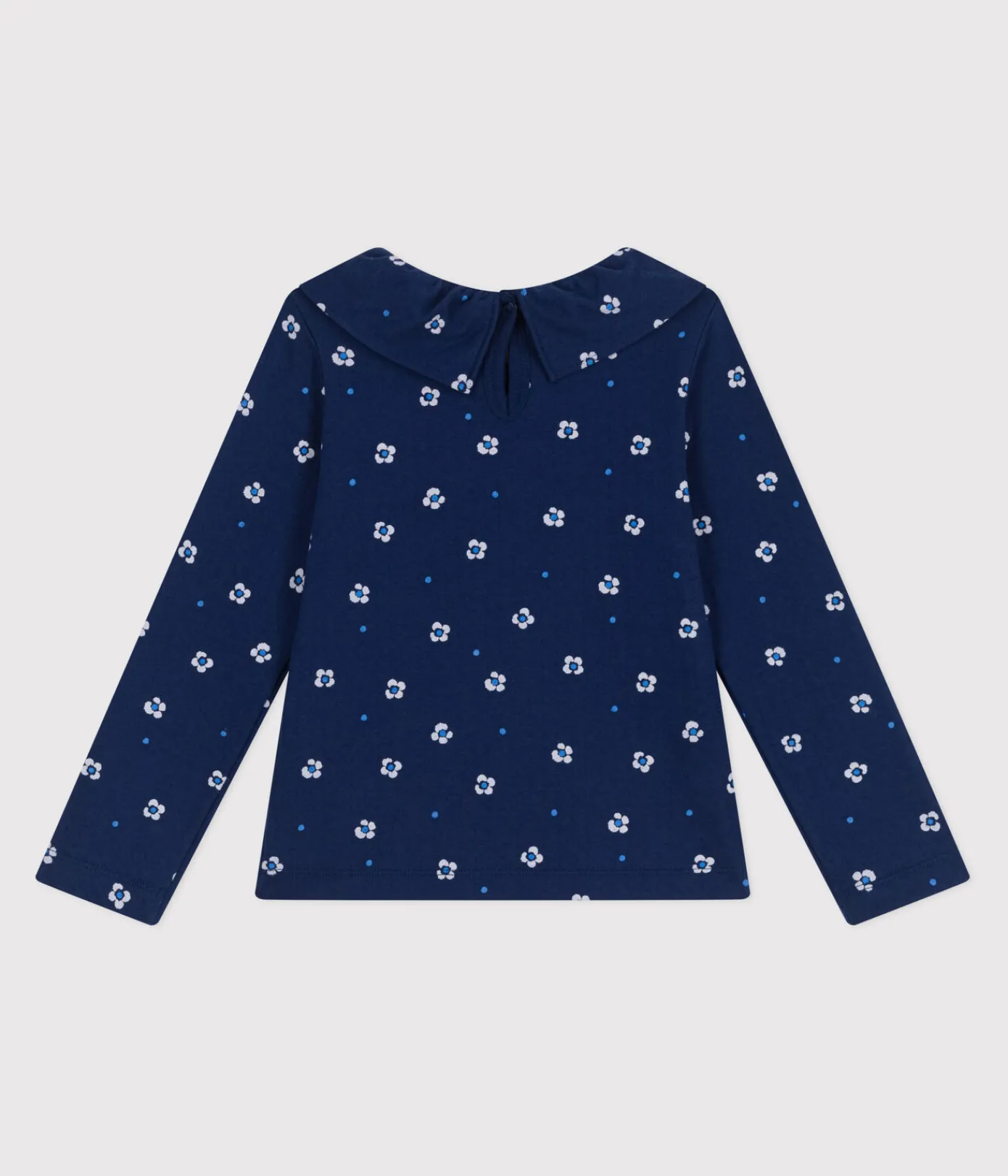 Petit Bateau T-Shirts, Tops, Oberteile*Langärmeliges Kinder-T-Shirt aus Baumwolle mit Blumenmuster blau MEDIEVAL/weiss MULTICO