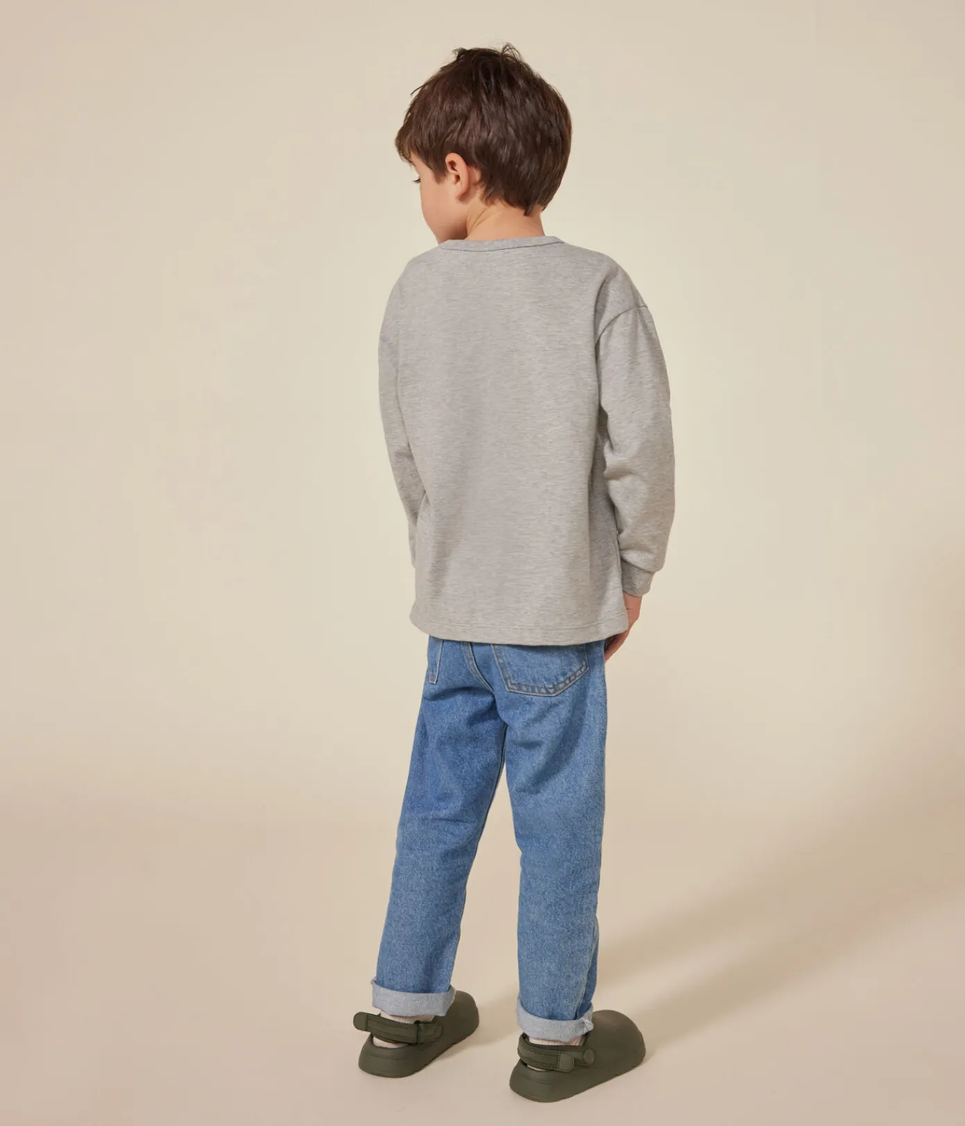 Petit Bateau T-Shirts, Poloshirts, Hemden*Langärmeliges Kinder-T-Shirt aus feinem Jersey für Jungen grau CHATON CHINE