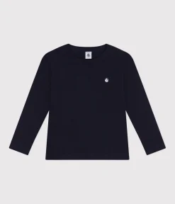 Petit Bateau T-Shirts, Poloshirts, Hemden|T-Shirts, Tops, Oberteile*Langärmeliges Kinder-T-Shirt aus Rippstrick für Mädchen und Jungen blau SMOKING