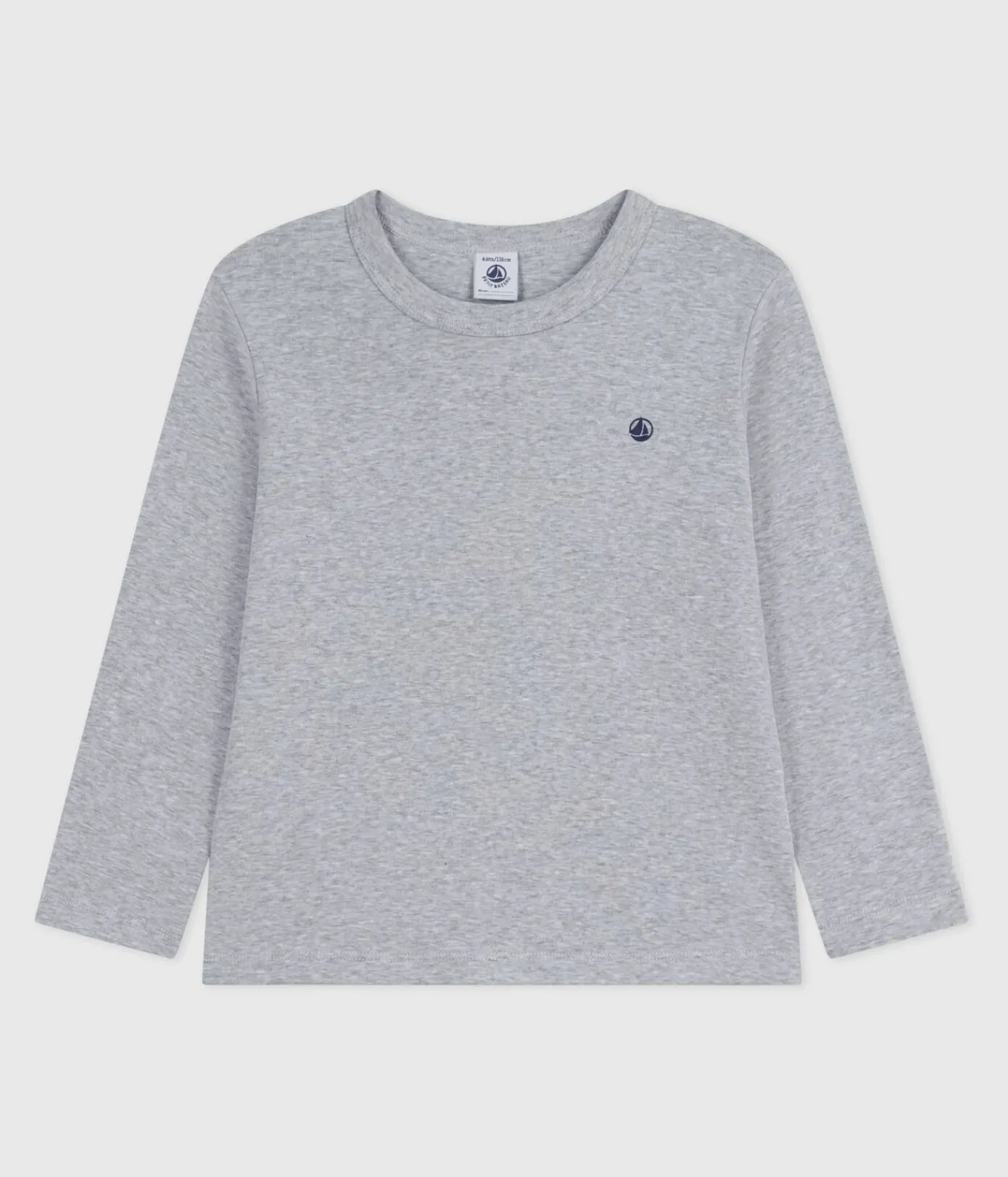 Petit Bateau T-Shirts, Poloshirts, Hemden|T-Shirts, Tops, Oberteile*Langärmeliges Kinder-T-Shirt aus einfarbiger Baumwolle grau FUMEE CHINE