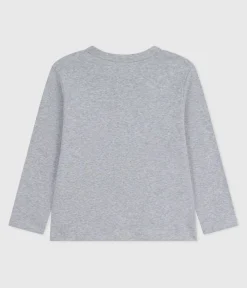 Petit Bateau T-Shirts, Poloshirts, Hemden|T-Shirts, Tops, Oberteile*Langärmeliges Kinder-T-Shirt aus einfarbiger Baumwolle grau FUMEE CHINE