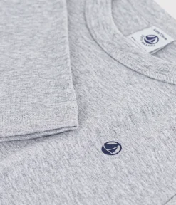 Petit Bateau T-Shirts, Poloshirts, Hemden|T-Shirts, Tops, Oberteile*Langärmeliges Kinder-T-Shirt aus einfarbiger Baumwolle grau FUMEE CHINE