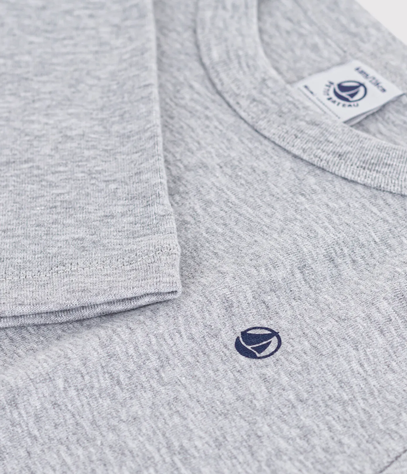 Petit Bateau T-Shirts, Poloshirts, Hemden|T-Shirts, Tops, Oberteile*Langärmeliges Kinder-T-Shirt aus einfarbiger Baumwolle grau FUMEE CHINE