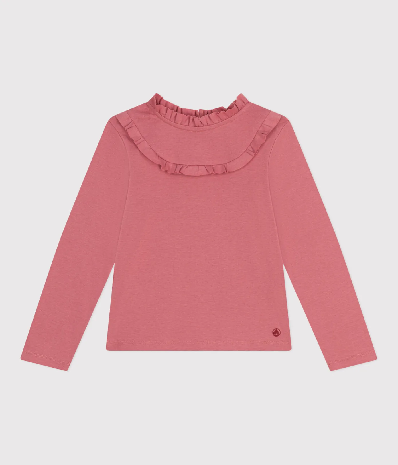 Petit Bateau T-Shirts, Tops, Oberteile*Langärmeliges Kinder-T-Shirt aus Rippstrick für Mädchen rosa ROSEWOOD