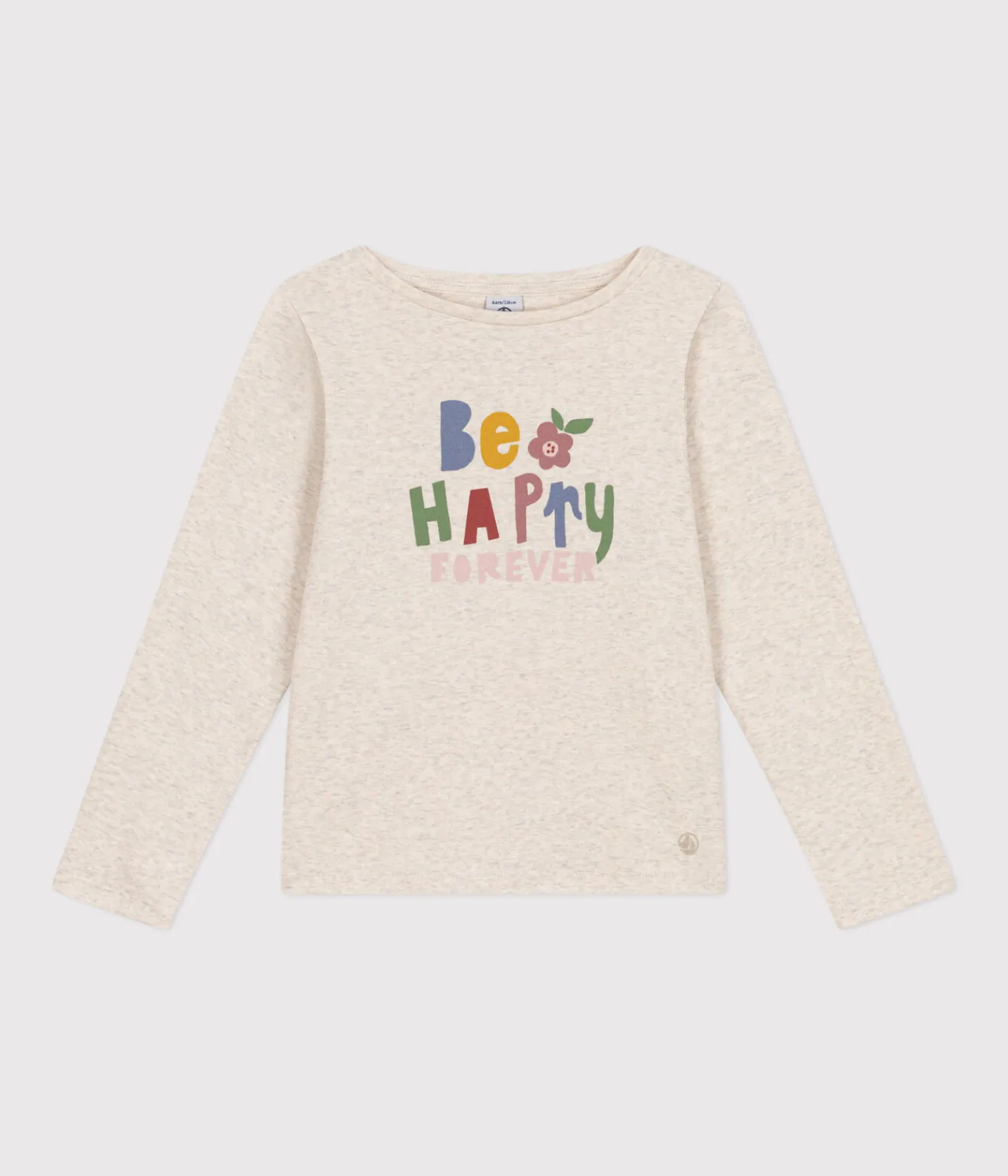 Petit Bateau T-Shirts, Tops, Oberteile*Langärmeliges Kinder-T-Shirt aus Rippstrick für Mädchen beige MONTELIMAR CHINE