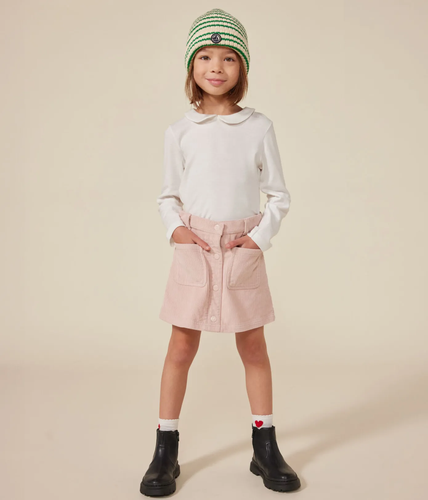 Petit Bateau T-Shirts, Tops, Oberteile*Langärmeliges Kinder-T-Shirt aus Baumwolle für Mädchen weiss MARSHMALLOW