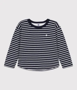 Petit Bateau T-Shirts, Poloshirts, Hemden*Langärmeliges Kinder-T-Shirt aus Doppeljersey für Jungen blau SMOKING/weiss MARSHMALLOW