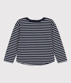 Petit Bateau T-Shirts, Poloshirts, Hemden*Langärmeliges Kinder-T-Shirt aus Doppeljersey für Jungen blau SMOKING/weiss MARSHMALLOW
