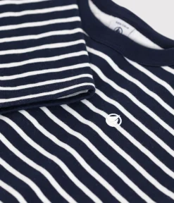 Petit Bateau T-Shirts, Poloshirts, Hemden*Langärmeliges Kinder-T-Shirt aus Doppeljersey für Jungen blau SMOKING/weiss MARSHMALLOW
